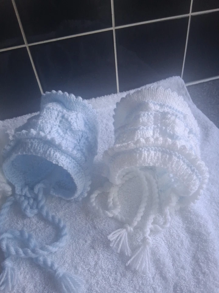 Sombrero/Gorros Tejido a Mano Bebé Niñas 0/3 Meses Totalmente Nuevo Foto 3 de 4