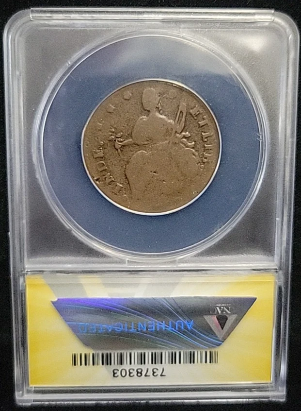 1787 Connecticut Colonial Copper Draped Bust Left ANACS VG10 | Early US - Image 3 of 4