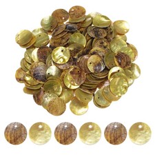 150-Pack 15 mm Flat Round Shell Coin Drop Charm Bead Gold 