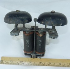 VINTAGE TELEPHONE BOX RINGER LARGE BELLS WORKS Western Electric 500 !