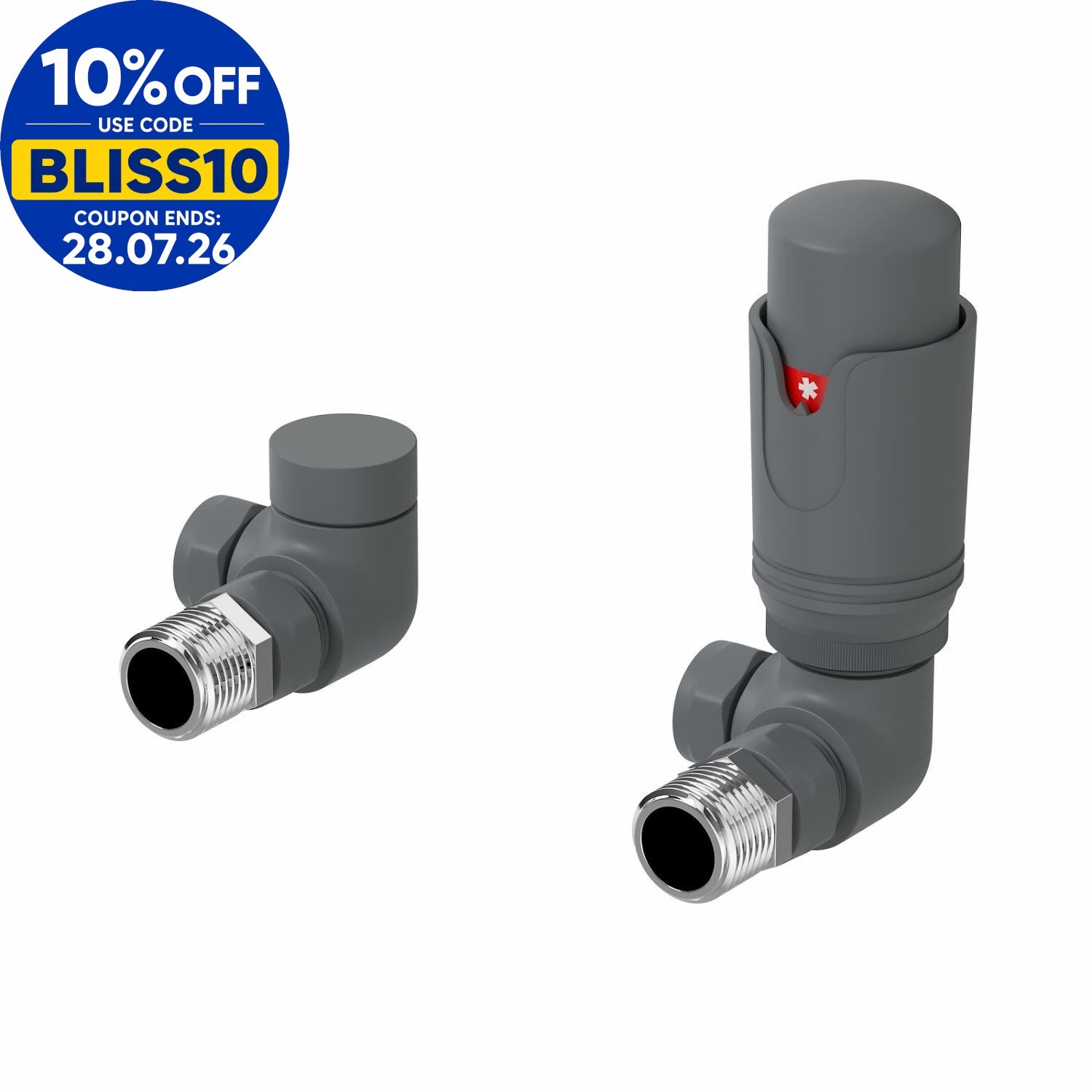 RadiLux Corner Anthracite Thermostatic Radiator Valve Pack - 15mm