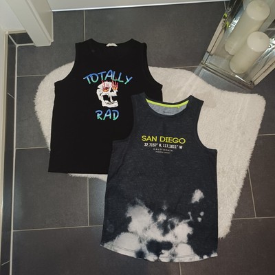 Neu sommer Set 146 152 tanktop jungen shirt ärmellos schwarz TopZustand
