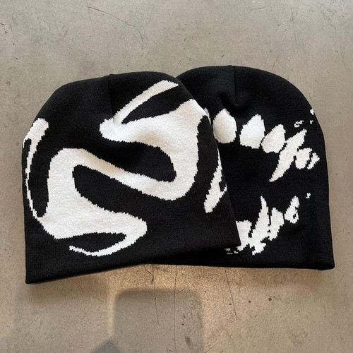 Women Hat Knitting Beanies Goth Tooth Caps Men Y2k Streetwear Winter Fashion - Picture 3 of 14