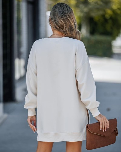 Women Oversized Sweatshirt Zipper Slit Long Sleeve Pullover Top Fall Outfits ... - Picture 4 of 7