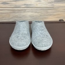 Glerups Slip-On Grey Wool Natural Rubber Sole Slippers Unisex Sz 39 EU Mens US 7
