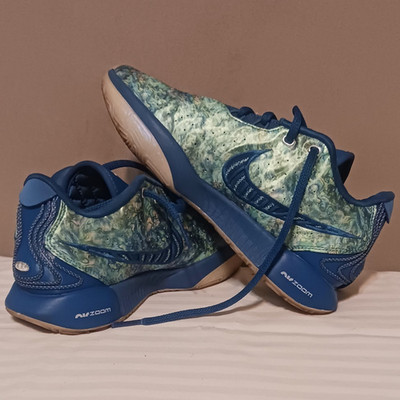 Nike LeBron 21 Abalone Low Top Lace-Up Athletic Sneaker Blue Green FN0708-400
