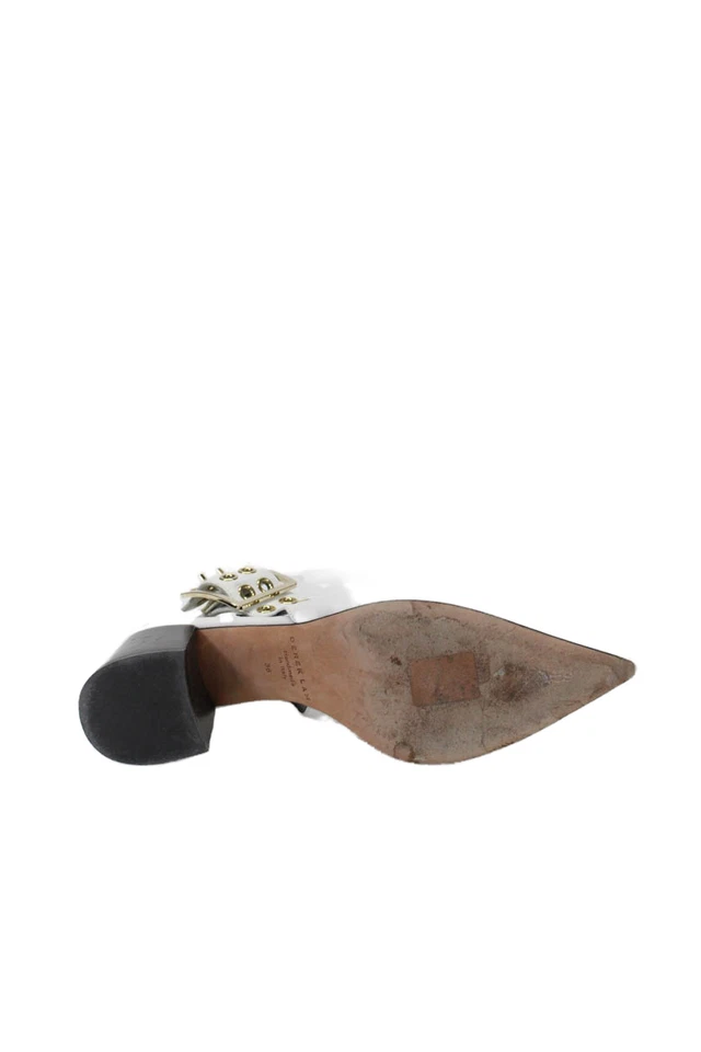 Zapatos de tacón Derek Lam para mujer de cuero blanco con hebilla y tacón bloque talla 6 Foto 4 de 4