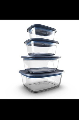 SALE! Tupperware Voila Glass Ovenware Rectangular Complete Set Of 4 New W/ LIDS