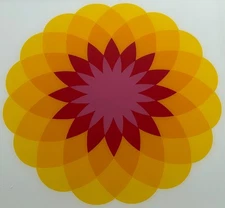 Vintage Abstract TURNER Reverse Painting Glass Mid Century Modern Art 70s Flower