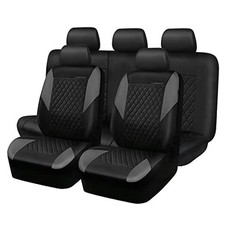 CAR PASS Quilting Leather Seat Covers Full Full set Black and Gray