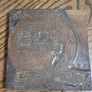 Antique Printing Block Press Plate Letter Press Monarch Malleable Electric Range