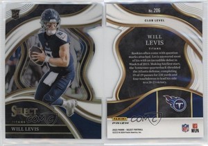 2023 Panini Select Club Level White Prizm Die-Cut /199 Will Levis #206 Rookie RC