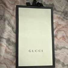 Gucci White Black Solid Paper Gift Bag with Black Ribbon Handles