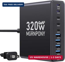 320W USB C Charger Block 10-Port USB C Charging Station GaN III PD 65W I phone