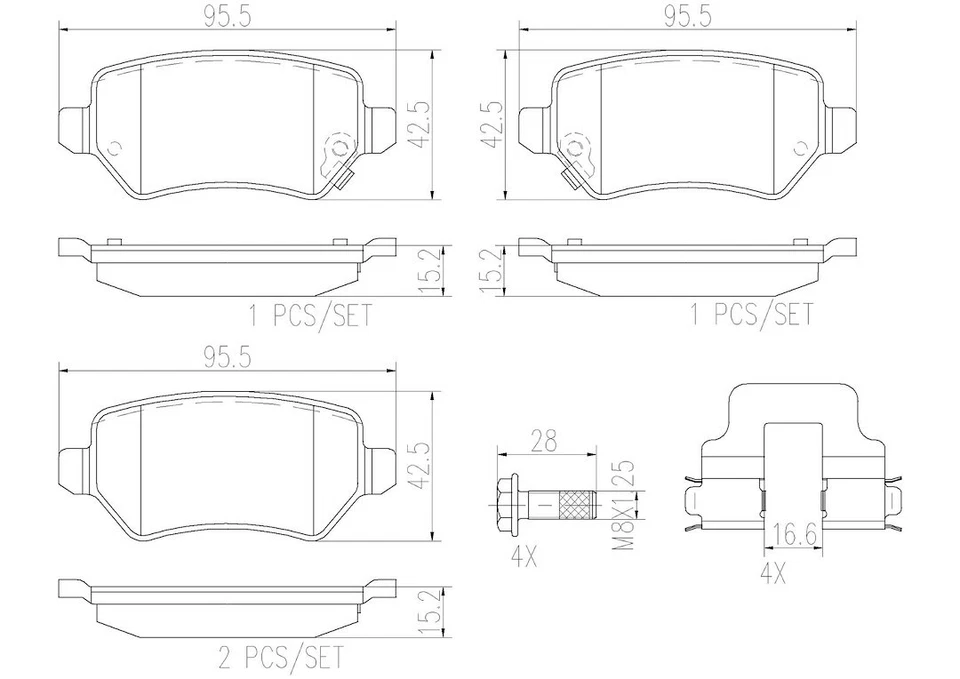 Brembo Rear Ceramic Brake Pads 2008 Saturn Astra 4 Piece Brake Pads P59038N Foto 4 de 4