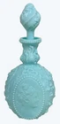 Fostoria Jenny Lind Cameo Aqua Blue Milk Glass Barber Cologne Bottle Vintage