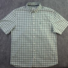 Johnnie O Hangin Out Shirt Large Green Check Short Sleeve Button Down Cotton