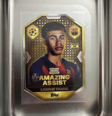 Topps Lamine Yamal UEFA CL Amazing Assist CA3 Chrome FC Barcelona Trading Card