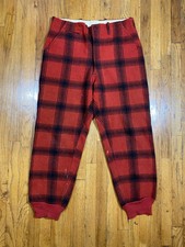 Vintage 40s 50s Woolrich Style Wool Red Buffalo Plaid Hunting Pants 34 x 30