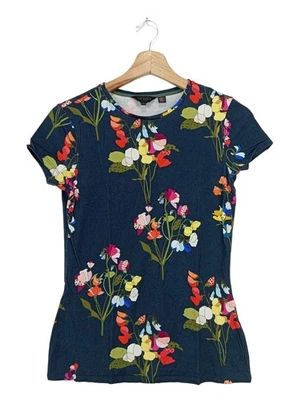 TED BAKER T-shirts en mailles tricotées Dames Haut T EU 34 bleu-kaki-rouge - Photo 1/4