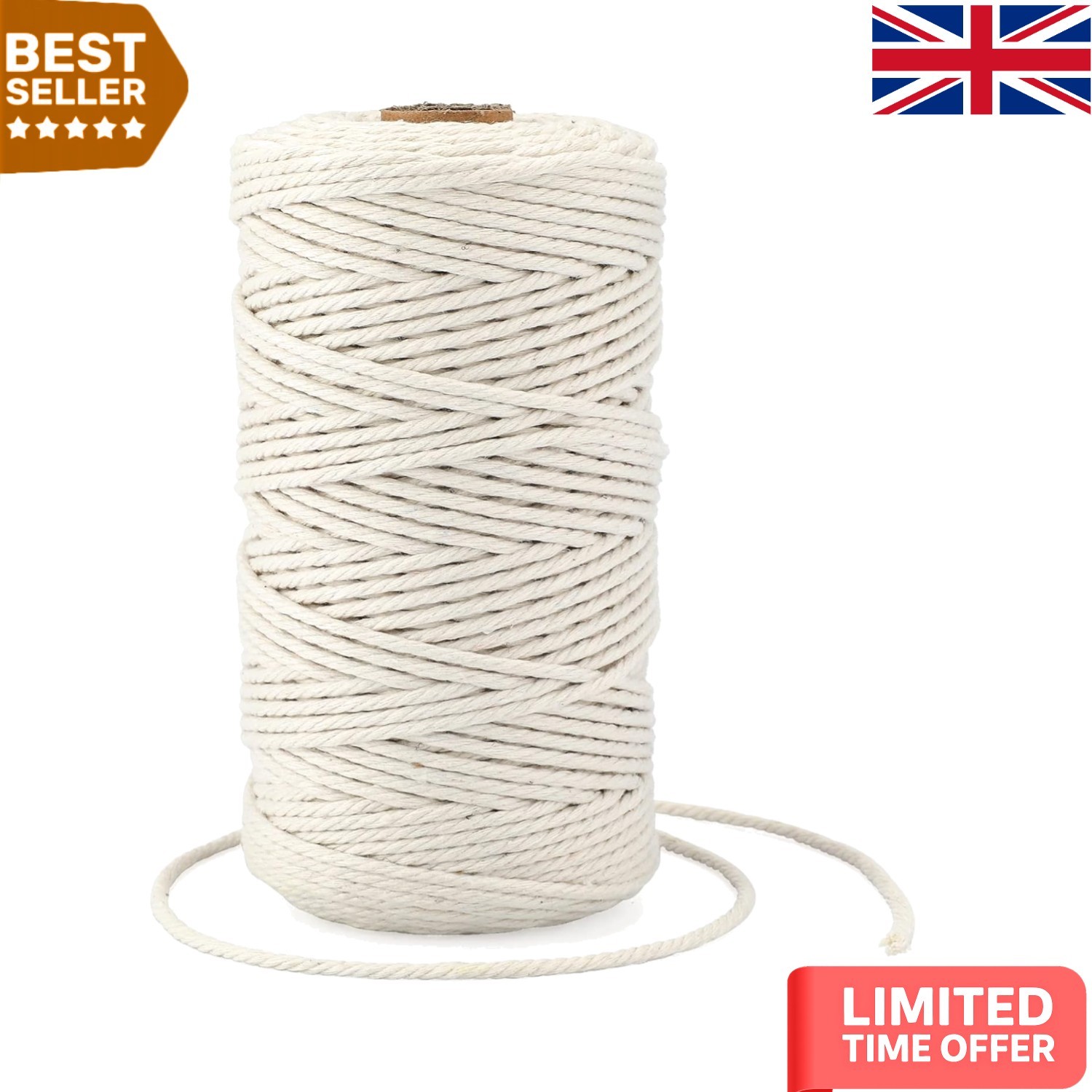 100M Beige Cotton String - Versatile 3MM Twine for Crafts and Decorations