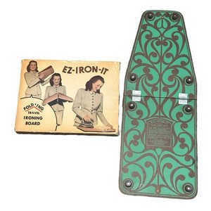 Vintage Ez-Iron-It Folding Travel Ironing Board in original Box 1940s RARE