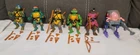 1988 Playmates TMNT Set Of 6 Figures Complete With Weapons (All Hard Head)