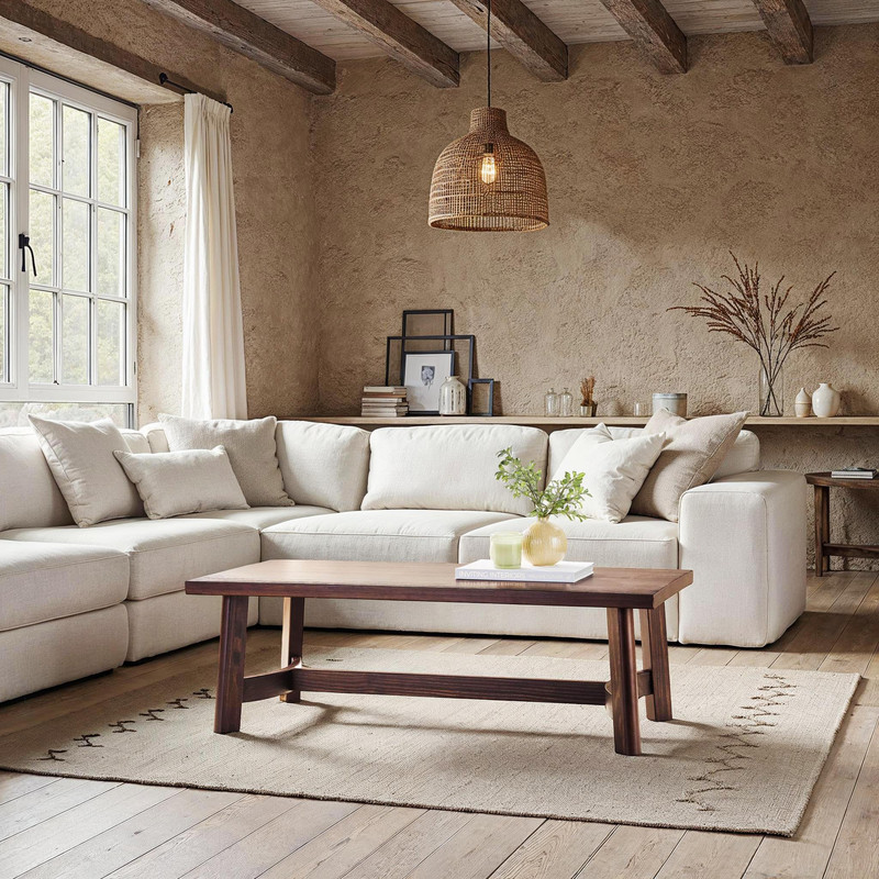 Walker Edison Colt Modern Farmhouse Solid Wood Rectangular C