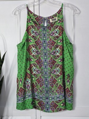 VERSE Ladies Green Paisley Alecto Halter Tank Top Style Sleeveless New Size L