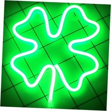 Neon Signs Shamrocks Shaped St. Patrick's Day Decorations, Green LED Clover