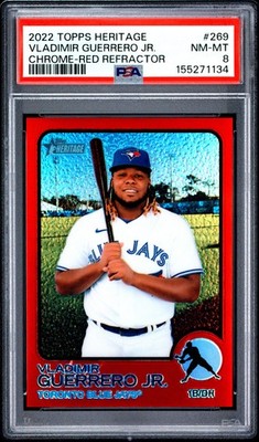 2022 TOPPS HERITAGE CHROME-RED REFRACTOR #269 VLADIMIR GUERRERO JR. 93/573 PSA 8