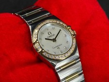 Diamonds and  Mother Of Pearl Omega Constellation 25mm Ladies Steel And 18k Gold
