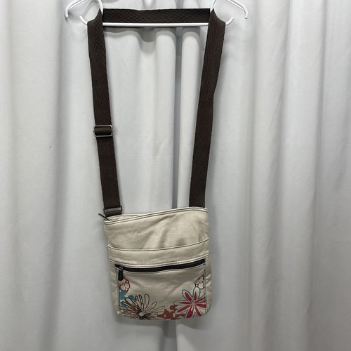 Thirty-One Free to be Daisy Craze Handtasche Umhängetasche creme Blumen Reißverschluss Schultertasche - Bild 2 von 9