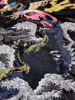 Sukajan Godzilla Mothra Embroidery Jacket XL size 100% polyester