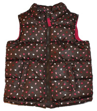 Old Navy Girls Toddler Full Zip Puffer Vest Size 4T Multicolor Hearts Insulated