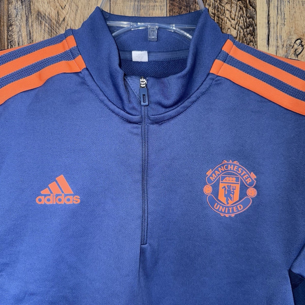 Manchester United Blue 1/4 Zip Top Training Sweatshirt Adidas