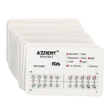 AZDENT Dental Orthodontic Metal Bracket Braces Standard MBT Slot.022 Hooks 3 4 5