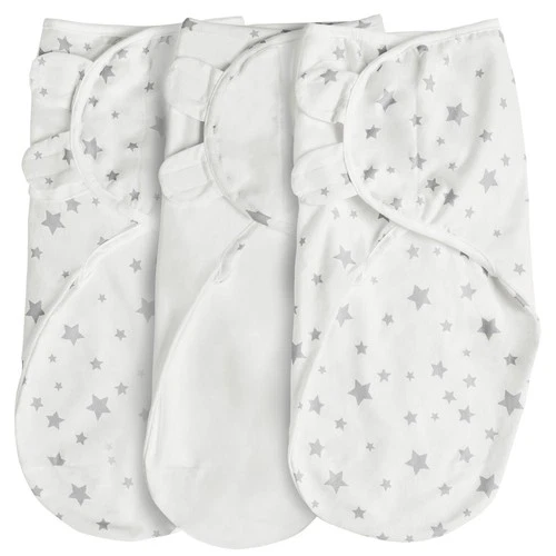 Silentnight Safe Nights 100% Breathable Jersey Cotton Swaddle Wraps - Grey Star