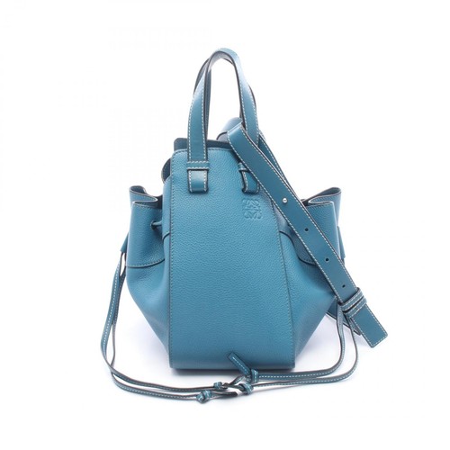 LOEWE Hammock Drawstring Small Shoulder Handbag 31412Z95 leather Blue Used Women