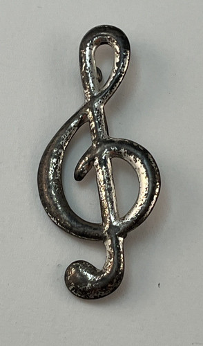 Vintage Sterling Silver Musical Treble Clef Note Brooch Pin