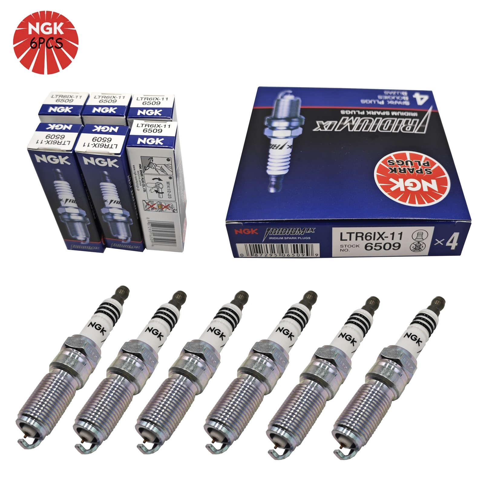 6P Genuine OEM Iridium IX Spark Plugs NGK #6509 LTR6IX-11 For 2011-15 Ford 5.0L