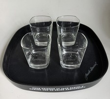 Jack Daniels Tablett Serviertablett Eckig Schwarz Gummiert + 4 Old No. 7 Gl&auml;ser