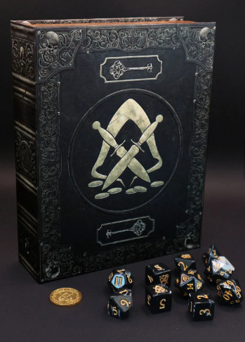 Tome of Scoundrels Dice Tomes : coffret-livre de 10 dés de JDR noir et or