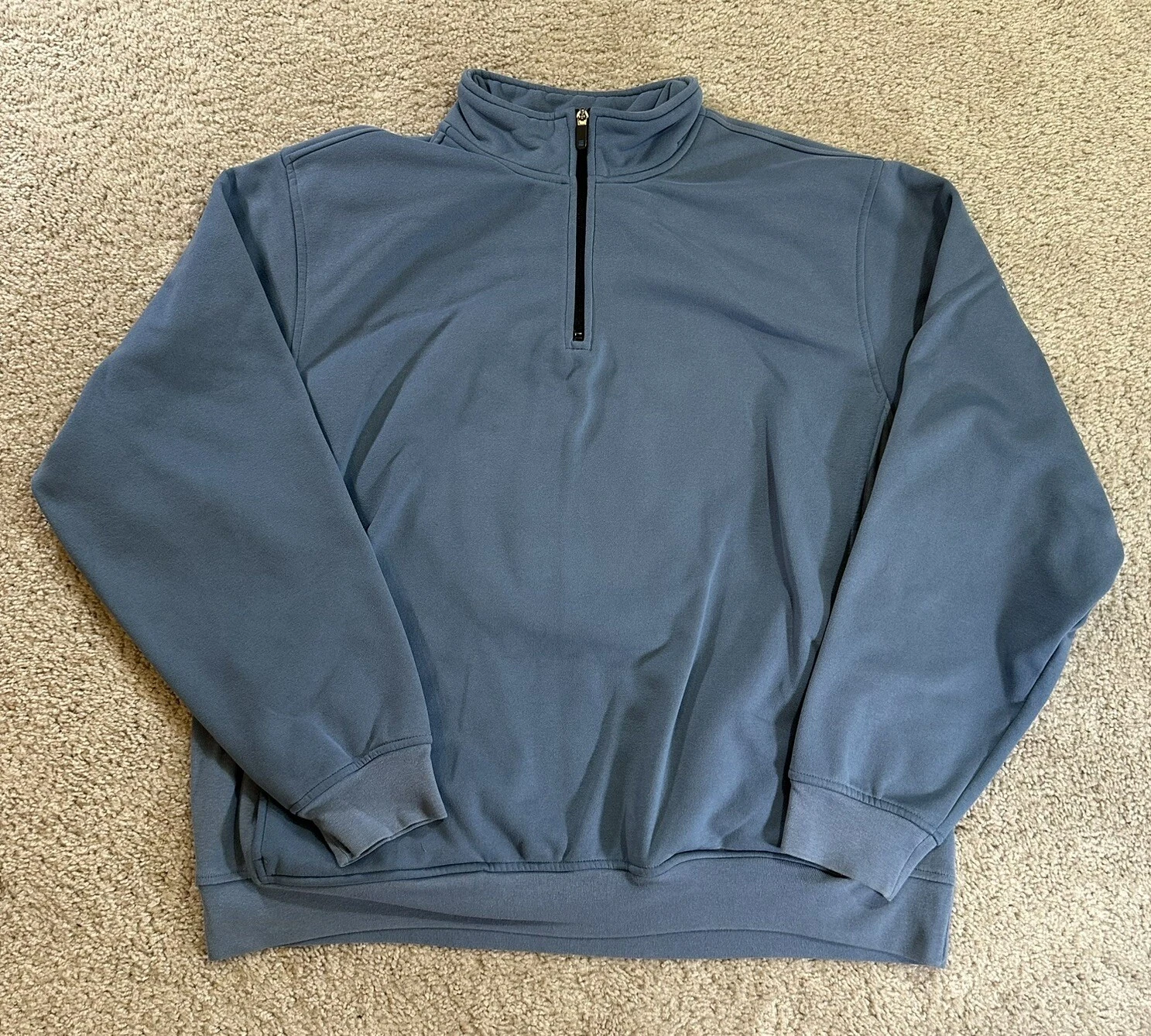 L.L. Bean Quarter Zip Pullover Fleece Mens XL Blue Mock Neck Lightweight Sweater