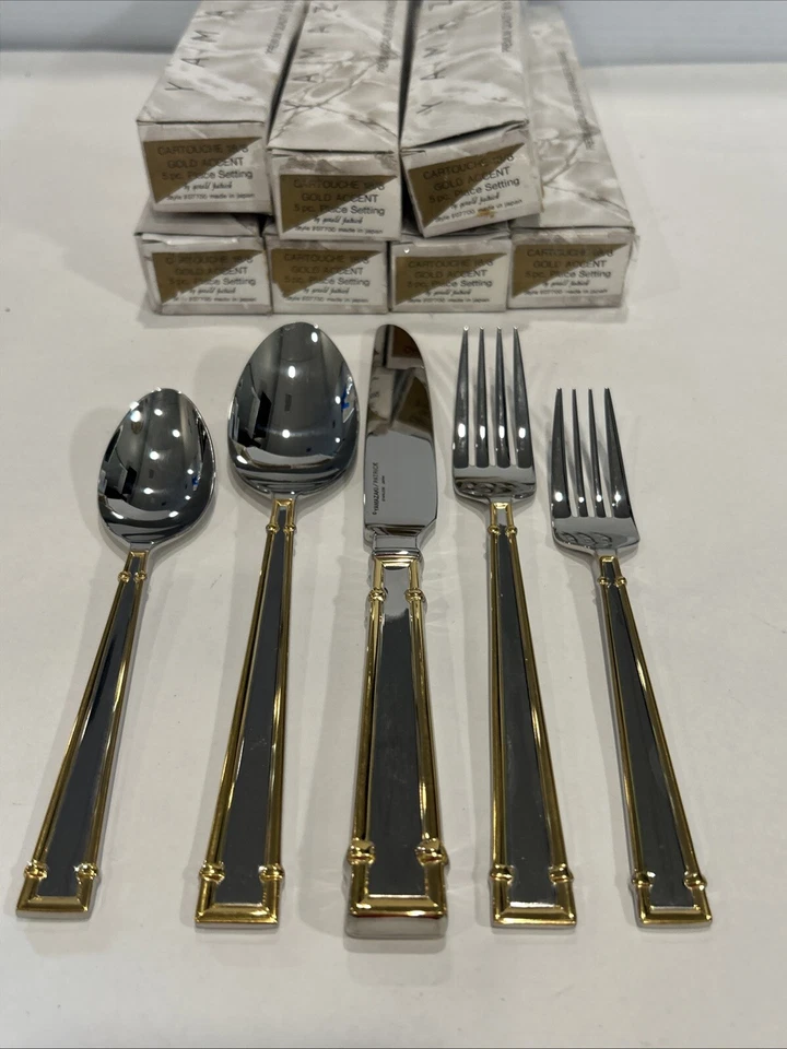 Cartucho Yamazaki 18/8 oro acento servicio para seis 30 piezas Gerald Patrick #07700 Foto 2 de 4