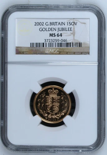 2002 Great Britain Gold FULL Sovereign Golden Jubilee NGC 64 MS LOW POP RARE