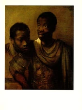 1967 Vintage REMBRANDT "TWO YOUNG NEGROES" Full COLOR offset Lithograph Print