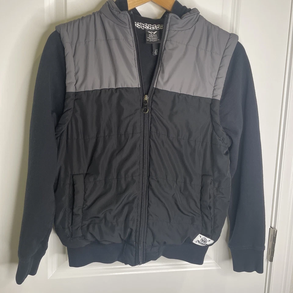 Shaun Blanco Puffer Sudadera Puffer Chaqueta Negro-Gris Talla L/G 12-14 Foto 2 de 4