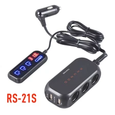 RHUNDO RS-21S 3-Way Cigarette Lighter Socket Splitter with 12V DC Power Outle...