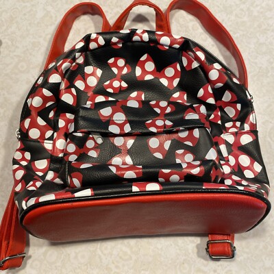 Disney Parks Black/Red/White Large Bow Mini Backpack Bag | eBay
